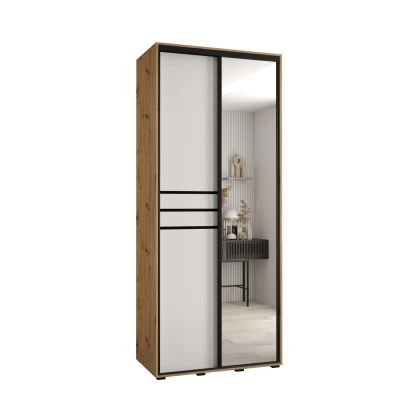 ASIRI 11 gardróbszekrény - 120/45 cm, artisan tölgy / fehér / fekete