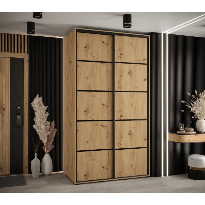 ASIRI 4 gardróbszekrény - 140/60 cm, artisan tölgy / fekete