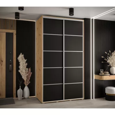 ASIRI 4 gardróbszekrény - 140/60 cm, artisan tölgy / fekete / ezüst