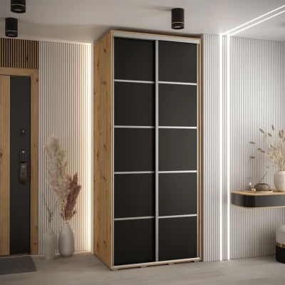 ASIRI 4 gardróbszekrény - 120/60 cm, artisan tölgy / fekete / ezüst