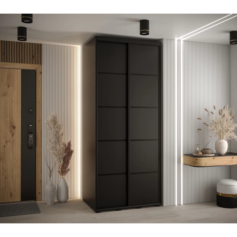 ASIRI 4 gardróbszekrény - 120/60 cm, fekete / fekete