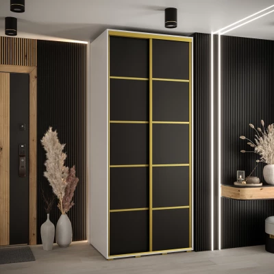 ASIRI 4 gardróbszekrény - 120/60 cm, fehér / fekete / arany