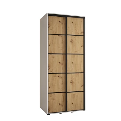 ASIRI 4 gardróbszekrény - 120/60 cm, fehér artisan tölgy / fekete