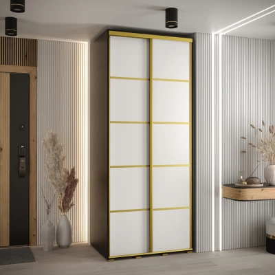 ASIRI 4 gardróbszekrény - 120/45 cm, fekete / fehér / arany