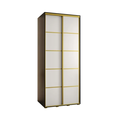 ASIRI 4 gardróbszekrény - 120/45 cm, fekete / fehér / arany