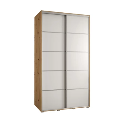 ASIRI 4 gardróbszekrény - 130/60 cm, artisan tölgy / fehér / ezüst