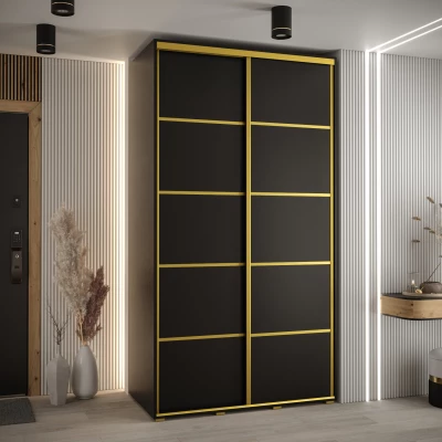 ASIRI 4 gardróbszekrény - 130/45 cm, fekete / arany
