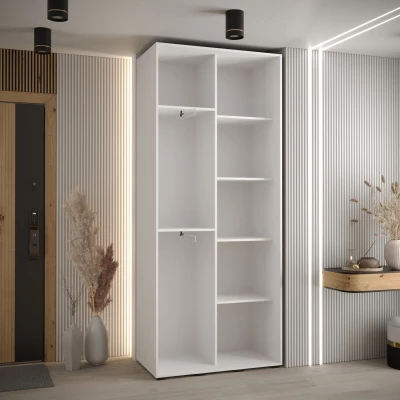 ASIRI 4 gardróbszekrény - 120/45 cm, fehér / fekete / fekete
