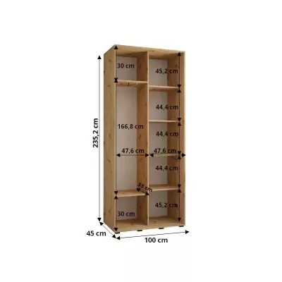 ASIRI 11 gardróbszekrény - 100/45 cm, fehér / fekete / arany