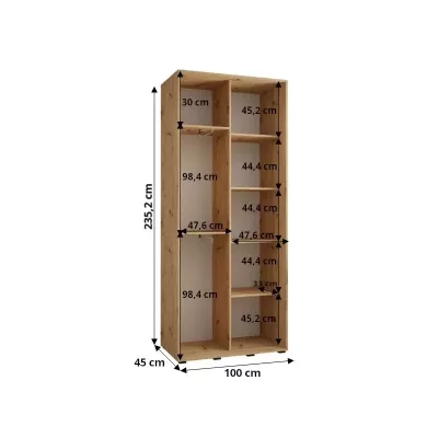 ASIRI 11 gardróbszekrény - 100/45 cm, fehér / fekete / arany