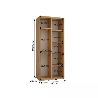 ASIRI 11 gardróbszekrény - 100/45 cm, fehér / fekete / arany