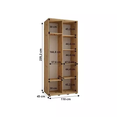 ASIRI 4 gardróbszekrény - 110/45 cm, fehér / arany