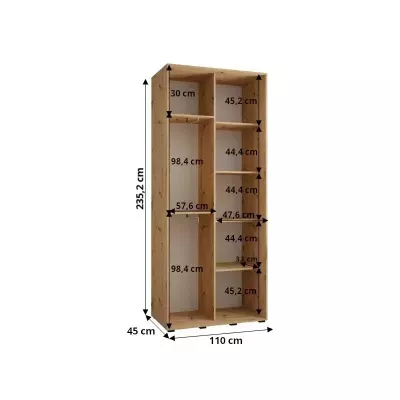 ASIRI 4 gardróbszekrény - 110/45 cm, fehér / arany