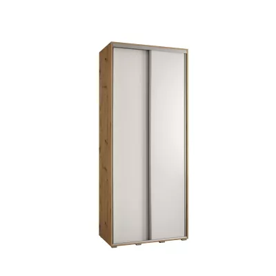 YVONA 1 gardróbszekrény - 100/45 cm, artisan tölgy / fehér / ezüst