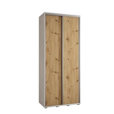 YVONA 1 gardróbszekrény - 100/45 cm, fehér / artisan tölgy / ezüst