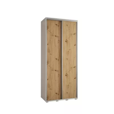 YVONA 1 gardróbszekrény - 100/45 cm, fehér / artisan tölgy / ezüst