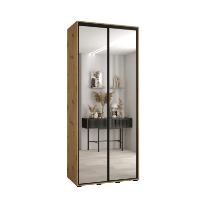 YVONA 2 gardróbszekrény - 120/45 cm, artisan tölgy / fekete