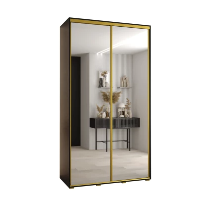 YVONA 2 gardróbszekrény - 130/45 cm, fekete / arany
