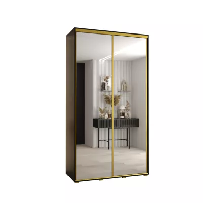 YVONA 2 gardróbszekrény - 130/45 cm, fekete / arany