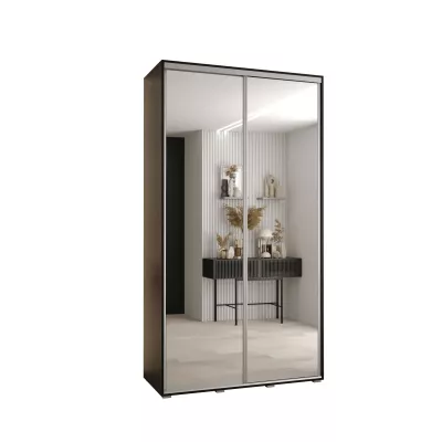 YVONA 2 gardróbszekrény - 130/45 cm, fekete / ezüst