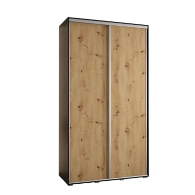 YVONA 1 gardróbszekrény - 140/45 cm, fekete / artisan tölgy / ezüst