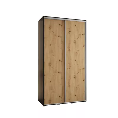 YVONA 1 gardróbszekrény - 140/45 cm, fekete / artisan tölgy / ezüst