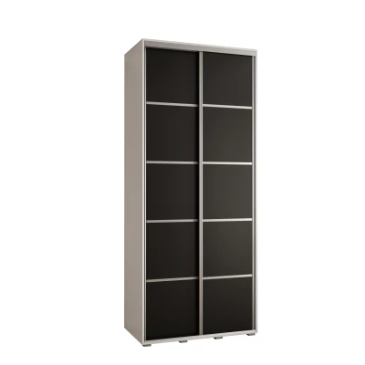 YVONA 4 gardróbszekrény - 100/45 cm, fehér / fekete / ezüst