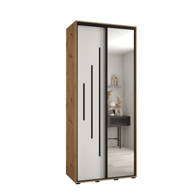 YVONA 13 gardróbszekrény - 120/45 cm, artisan tölgy / fehér / fekete