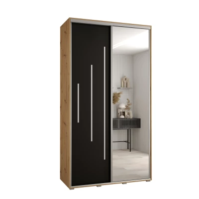 YVONA 13 gardróbszekrény - 130/45 cm, artisan tölgy / fekete / ezüst