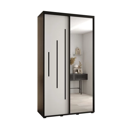 YVONA 13 gardróbszekrény - 140/45 cm, fekete / fehér/ fekete