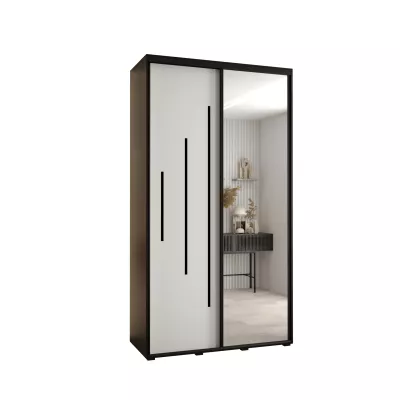 YVONA 13 gardróbszekrény - 140/45 cm, fekete / fehér/ fekete