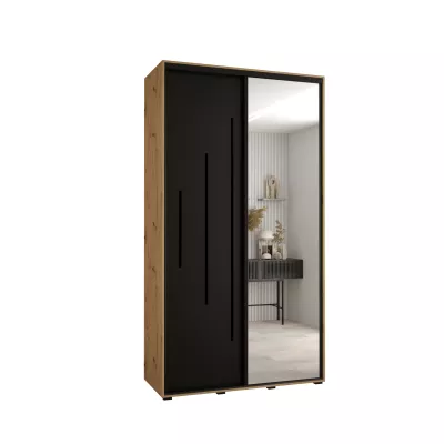 YVONA 13 gardróbszekrény - 140/45 cm, artisan tölgy / fekete / fekete