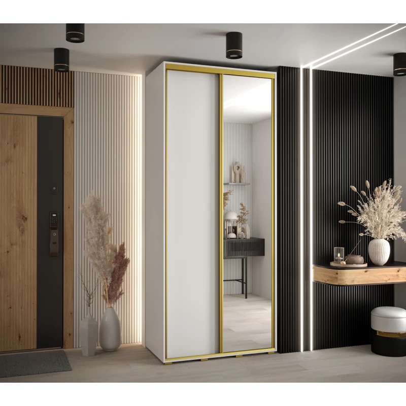 YVONA 3 gardróbszekrény - 120/45 cm, fehér / arany