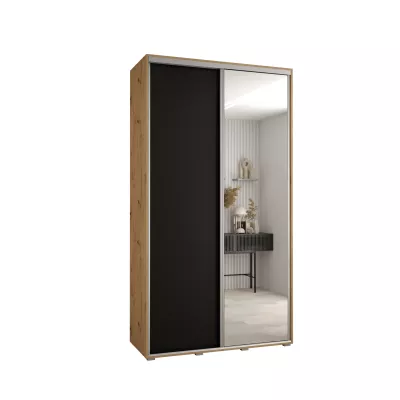 YVONA 3 gardróbszekrény - 130/45 cm, artisan tölgy / fekete / ezüst
