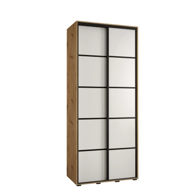 YVONA 4 gardróbszekrény - 120/45 cm, artisan tölgy / fehér / fekete