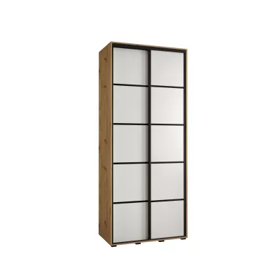 YVONA 4 gardróbszekrény - 120/45 cm, artisan tölgy / fehér / fekete