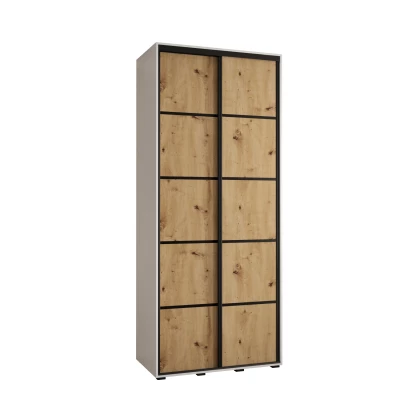 YVONA 4 gardróbszekrény - 120/45 cm, fehér / artisan tölgy / fekete