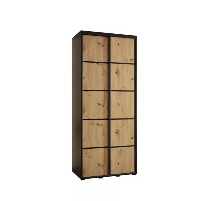 YVONA 4 gardróbszekrény - 110/45 cm, fekete / artisan tölgy / fekete