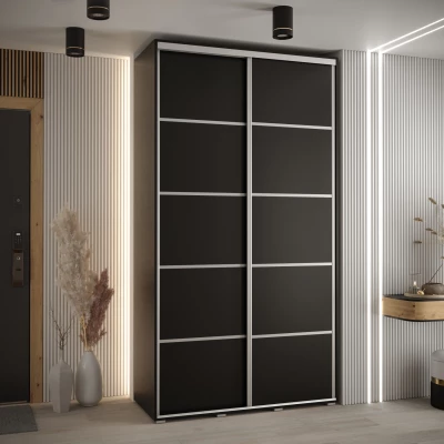 YVONA 4 gardróbszekrény - 140/45 cm, fekete / ezüst