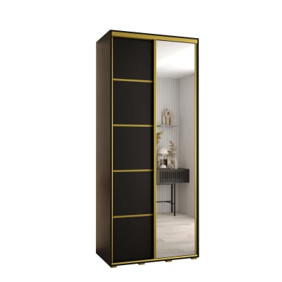 YVONA 5 gardróbszekrény - 100/45 cm, fekete / arany