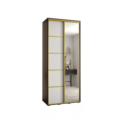 YVONA 5 gardróbszekrény - 100/45 cm, fekete / fehér / arany
