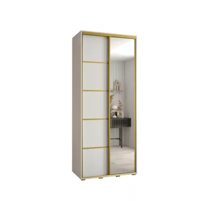 YVONA 5 gardróbszekrény - 100/45 cm, fehér / arany