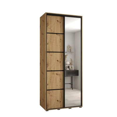 YVONA 5 gardróbszekrény - 120/45 cm, artisan tölgy / fekete