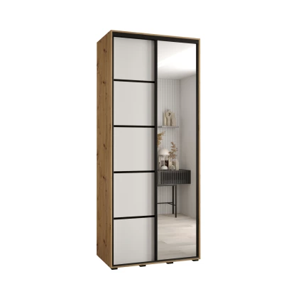 YVONA 5 gardróbszekrény - 120/45 cm, artisan tölgy / fehér / fekete