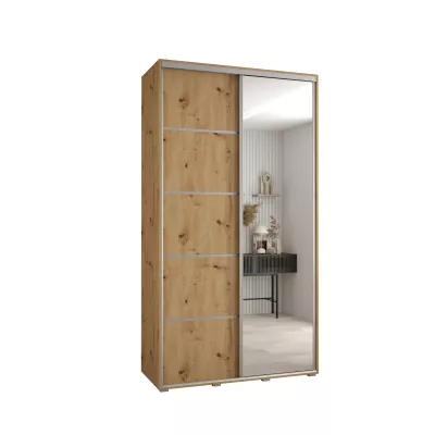 YVONA 5 gardróbszekrény - 130/45 cm, artisan tölgy / ezüst
