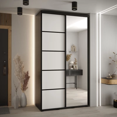 YVONA 5 gardróbszekrény - 130/45 cm, fekete / fehér/ fekete