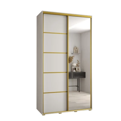 YVONA 5 gardróbszekrény - 140/45 cm, fehér / arany