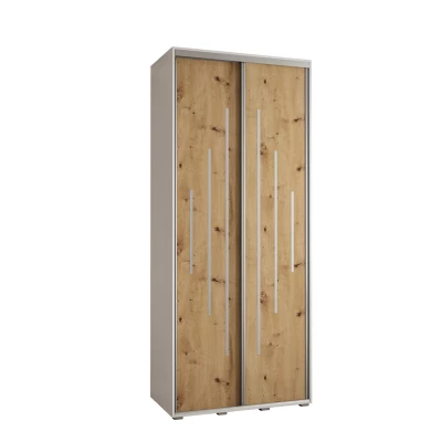 YVONA 12 gardróbszekrény - 100/45 cm, fehér / artisan tölgy / ezüst