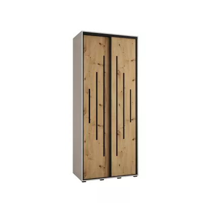 YVONA 12 gardróbszekrény - 100/45 cm, fehér / artisan tölgy / fekete