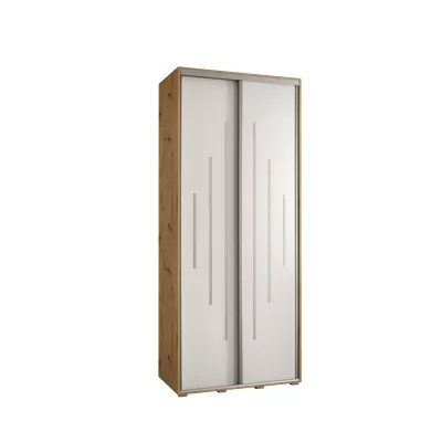 YVONA 12 gardróbszekrény - 120/45 cm, artisan tölgy / fehér / ezüst
